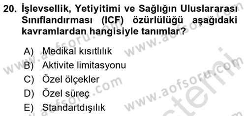 Temel Sağlık Hizmetleri Dersi 2020 - 2021 Yılı Yaz Okulu Sınav Soruları 20. Soru