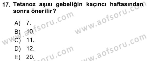 Temel Sağlık Hizmetleri Dersi 2021 - 2022 Yılı (Vize) Ara Sınav Soruları 17. Soru