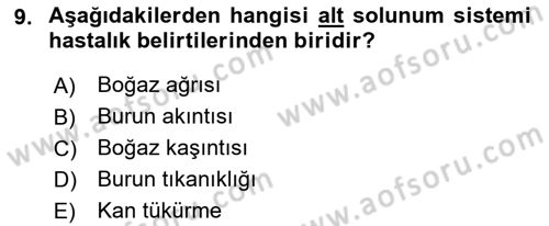 Temel Sağlık Hizmetleri Dersi 2021 - 2022 Yılı (Vize) Ara Sınav Soruları 9. Soru