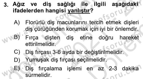 Temel Sağlık Hizmetleri Dersi 2021 - 2022 Yılı (Final) Dönem Sonu Sınav Soruları 3. Soru