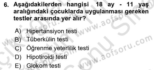 Temel Sağlık Hizmetleri Dersi 2021 - 2022 Yılı (Final) Dönem Sonu Sınav Soruları 6. Soru
