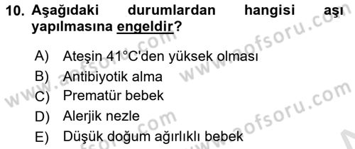 Temel Sağlık Hizmetleri Dersi 2021 - 2022 Yılı Yaz Okulu Sınav Soruları 10. Soru