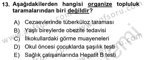 Temel Sağlık Hizmetleri Dersi 2021 - 2022 Yılı Yaz Okulu Sınav Soruları 13. Soru