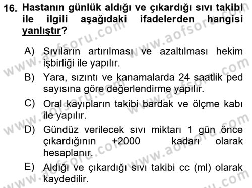Temel Sağlık Hizmetleri Dersi 2021 - 2022 Yılı Yaz Okulu Sınav Soruları 16. Soru