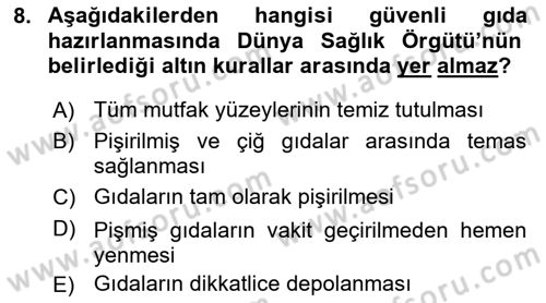 Temel Sağlık Hizmetleri Dersi 2021 - 2022 Yılı Yaz Okulu Sınav Soruları 8. Soru
