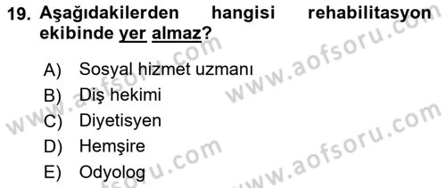 Temel Sağlık Hizmetleri Dersi 2022 - 2023 Yılı Yaz Okulu Sınav Soruları 19. Soru