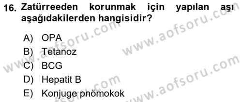 Temel Sağlık Hizmetleri Dersi 2023 - 2024 Yılı (Vize) Ara Sınav Soruları 16. Soru