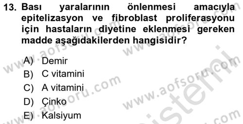 Temel Sağlık Hizmetleri Dersi 2023 - 2024 Yılı (Final) Dönem Sonu Sınav Soruları 13. Soru