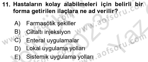 Temel Sağlık Hizmetleri Dersi 2023 - 2024 Yılı Yaz Okulu Sınav Soruları 11. Soru