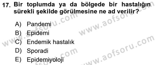 Temel Sağlık Hizmetleri Dersi 2024 - 2025 Yılı (Vize) Ara Sınav Soruları 17. Soru