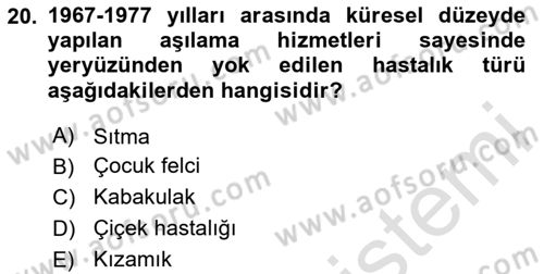 Temel Sağlık Hizmetleri Dersi 2024 - 2025 Yılı (Vize) Ara Sınav Soruları 20. Soru