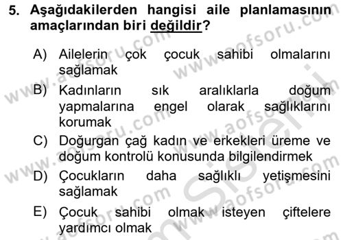 Temel Sağlık Hizmetleri Dersi 2024 - 2025 Yılı (Vize) Ara Sınav Soruları 5. Soru