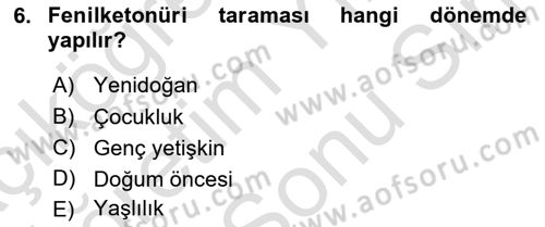 Temel Sağlık Hizmetleri Dersi 2024 - 2025 Yılı (Final) Dönem Sonu Sınav Soruları 6. Soru