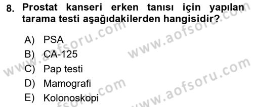 Temel Sağlık Hizmetleri Dersi 2024 - 2025 Yılı (Final) Dönem Sonu Sınav Soruları 8. Soru