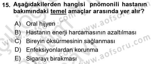 Temel Sağlık Hizmetleri Dersi 2024 - 2025 Yılı Yaz Okulu Sınav Soruları 15. Soru