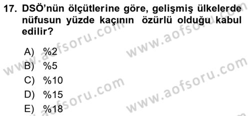 Temel Sağlık Hizmetleri Dersi 2024 - 2025 Yılı Yaz Okulu Sınav Soruları 17. Soru