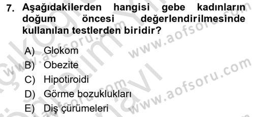 Temel Sağlık Hizmetleri Dersi 2024 - 2025 Yılı Yaz Okulu Sınav Soruları 7. Soru