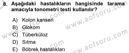 Temel Sağlık Hizmetleri Dersi 2024 - 2025 Yılı Yaz Okulu Sınav Soruları 8. Soru