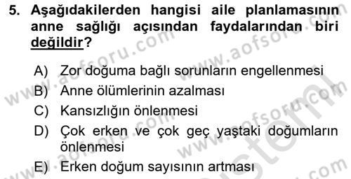 Temel Sağlık Hizmetleri Dersi 2025 - 2026 Yılı (Vize) Ara Sınav Soruları 5. Soru