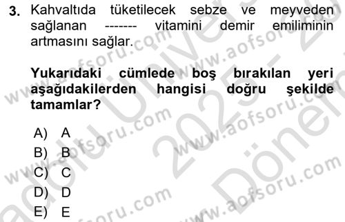 Temel Sağlık Hizmetleri Dersi 2025 - 2026 Yılı (Final) Dönem Sonu Sınav Soruları 3. Soru