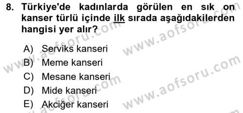 Temel Sağlık Hizmetleri Dersi 2025 - 2026 Yılı (Final) Dönem Sonu Sınav Soruları 8. Soru