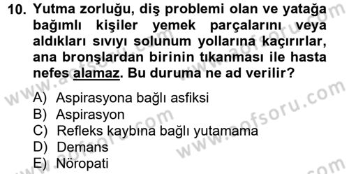 Temel Bakım Hizmetleri Dersi 2012 - 2013 Yılı (Vize) Ara Sınav Soruları 10. Soru