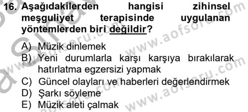 Temel Bakım Hizmetleri Dersi 2012 - 2013 Yılı (Vize) Ara Sınav Soruları 16. Soru