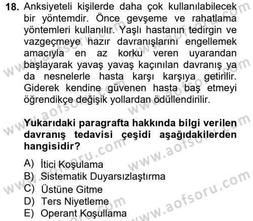 Temel Bakım Hizmetleri Dersi 2012 - 2013 Yılı (Vize) Ara Sınav Soruları 18. Soru