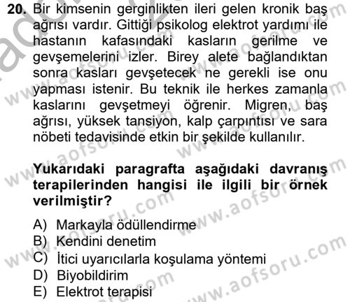 Temel Bakım Hizmetleri Dersi 2012 - 2013 Yılı (Vize) Ara Sınav Soruları 20. Soru