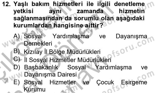 Temel Bakım Hizmetleri Dersi 2012 - 2013 Yılı (Final) Dönem Sonu Sınav Soruları 12. Soru