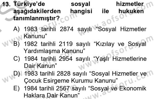 Temel Bakım Hizmetleri Dersi 2012 - 2013 Yılı (Final) Dönem Sonu Sınav Soruları 13. Soru