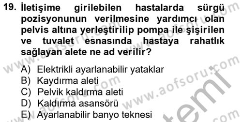 Temel Bakım Hizmetleri Dersi 2012 - 2013 Yılı (Final) Dönem Sonu Sınav Soruları 19. Soru