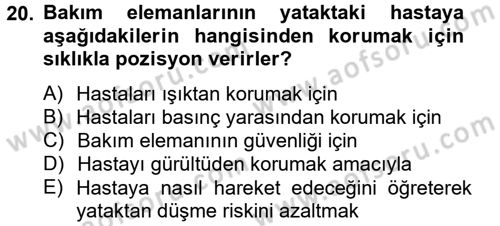 Temel Bakım Hizmetleri Dersi 2012 - 2013 Yılı (Final) Dönem Sonu Sınav Soruları 20. Soru