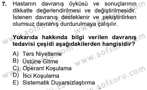 Temel Bakım Hizmetleri Dersi 2012 - 2013 Yılı (Final) Dönem Sonu Sınav Soruları 7. Soru