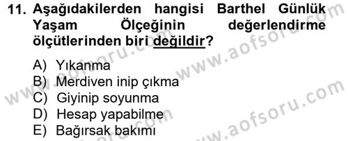 Temel Bakım Hizmetleri Dersi 2013 - 2014 Yılı (Vize) Ara Sınav Soruları 11. Soru