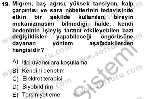 Temel Bakım Hizmetleri Dersi 2013 - 2014 Yılı (Vize) Ara Sınav Soruları 19. Soru
