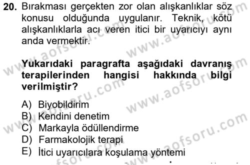 Temel Bakım Hizmetleri Dersi 2013 - 2014 Yılı (Vize) Ara Sınavı 20. Soru