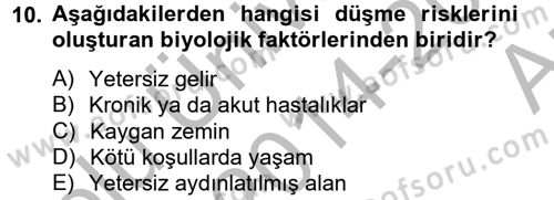 Temel Bakım Hizmetleri Dersi 2014 - 2015 Yılı (Vize) Ara Sınav Soruları 10. Soru