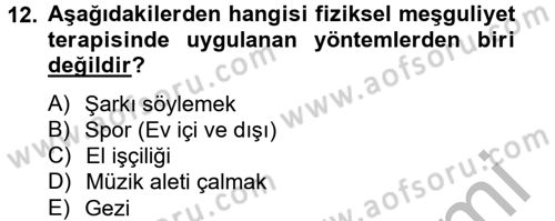 Temel Bakım Hizmetleri Dersi 2014 - 2015 Yılı (Vize) Ara Sınav Soruları 12. Soru