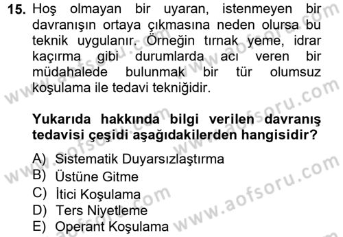Temel Bakım Hizmetleri Dersi 2014 - 2015 Yılı (Vize) Ara Sınav Soruları 15. Soru