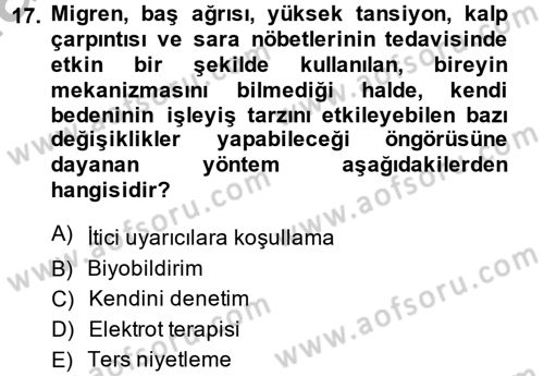 Temel Bakım Hizmetleri Dersi 2014 - 2015 Yılı (Vize) Ara Sınav Soruları 17. Soru