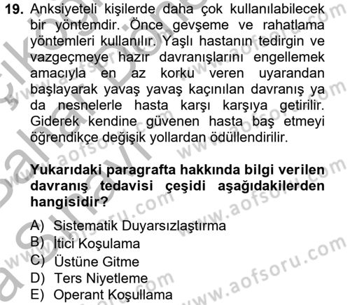 Temel Bakım Hizmetleri Dersi 2014 - 2015 Yılı (Vize) Ara Sınav Soruları 19. Soru