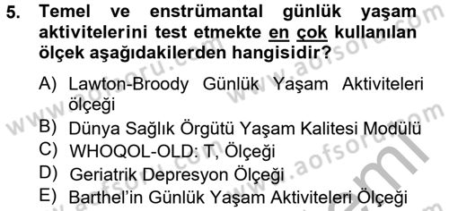 Temel Bakım Hizmetleri Dersi 2014 - 2015 Yılı (Vize) Ara Sınav Soruları 5. Soru