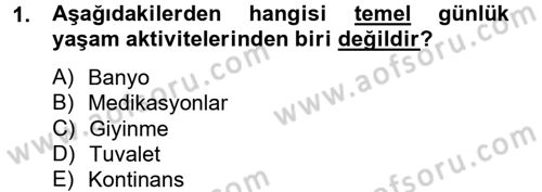 Temel Bakım Hizmetleri Dersi 2014 - 2015 Yılı (Final) Dönem Sonu Sınav Soruları 1. Soru