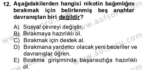 Temel Bakım Hizmetleri Dersi 2014 - 2015 Yılı (Final) Dönem Sonu Sınav Soruları 12. Soru