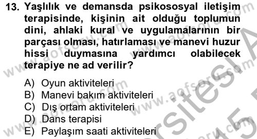 Temel Bakım Hizmetleri Dersi 2014 - 2015 Yılı (Final) Dönem Sonu Sınav Soruları 13. Soru