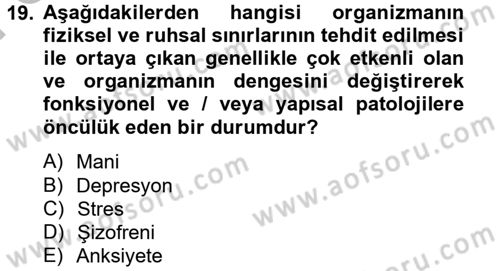 Temel Bakım Hizmetleri Dersi 2014 - 2015 Yılı (Final) Dönem Sonu Sınav Soruları 19. Soru