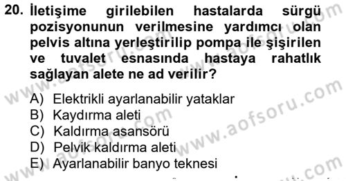 Temel Bakım Hizmetleri Dersi 2014 - 2015 Yılı (Final) Dönem Sonu Sınav Soruları 20. Soru