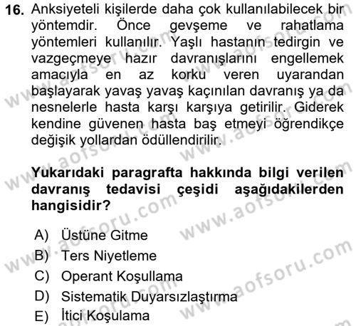 Temel Bakım Hizmetleri Dersi 2015 - 2016 Yılı (Vize) Ara Sınav Soruları 16. Soru