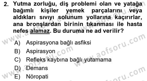 Temel Bakım Hizmetleri Dersi 2015 - 2016 Yılı (Vize) Ara Sınavı 2. Soru